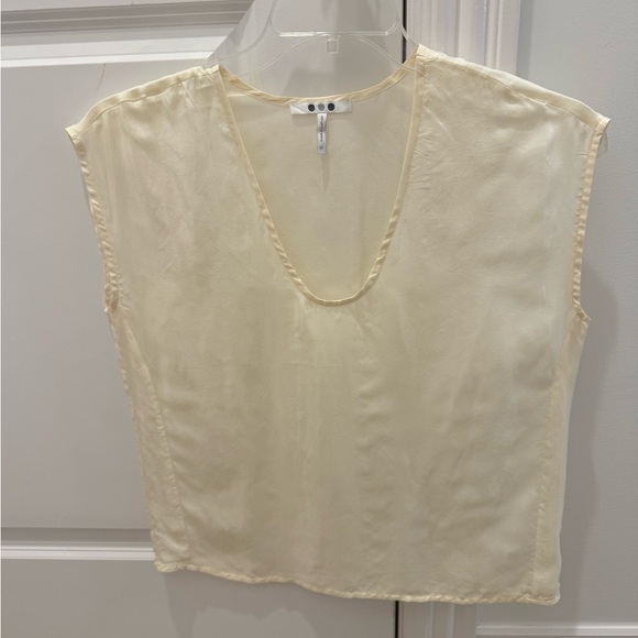 Three dots ivory cream cupro scoop neck blouse women’s x-small - Picture 1 of 6
